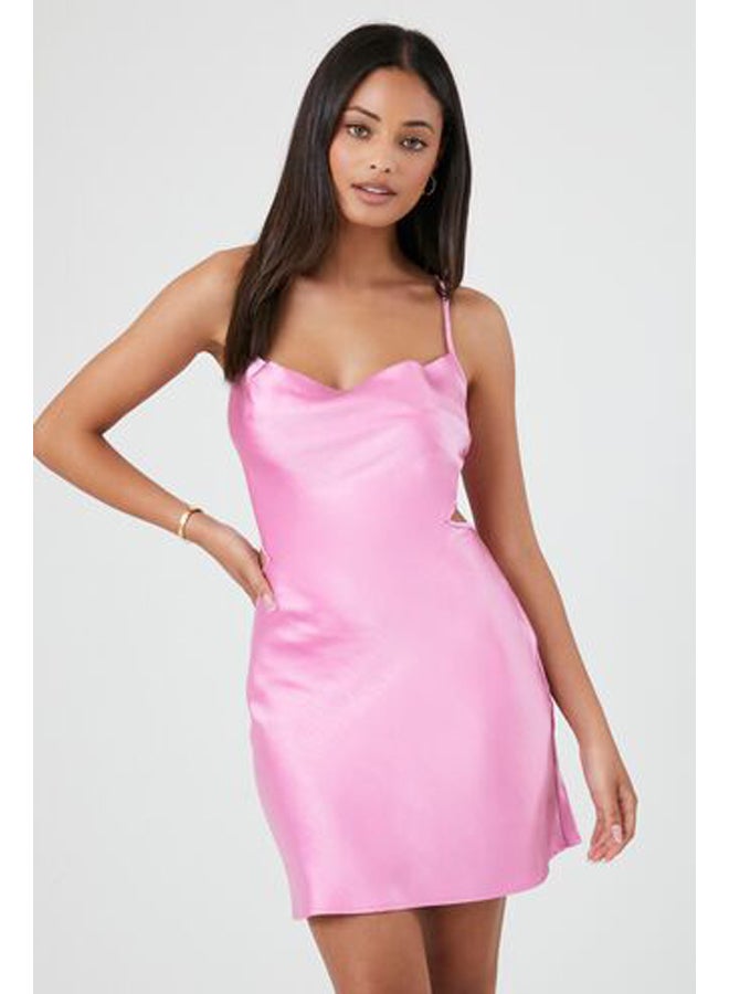 FOREVER 21 فستان من الساتان بياقة متدلية - Image 1