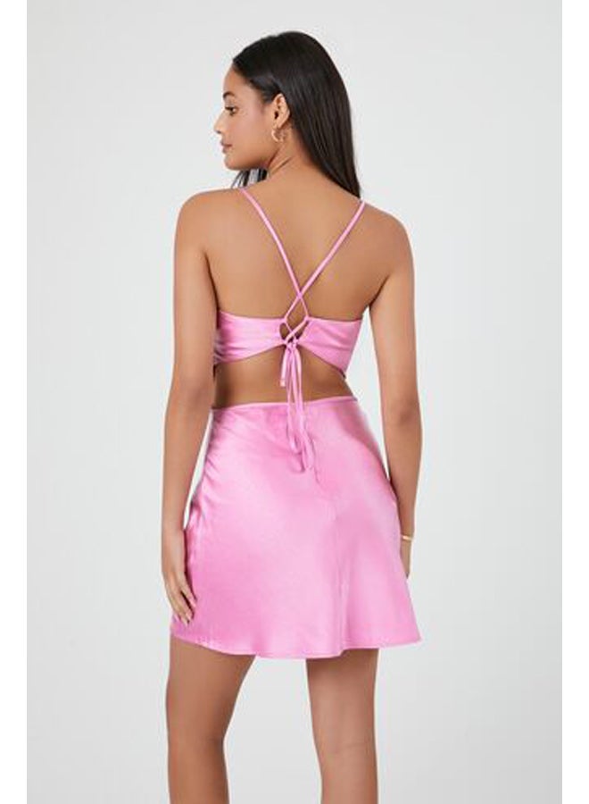 FOREVER 21 فستان من الساتان بياقة متدلية - Image 3