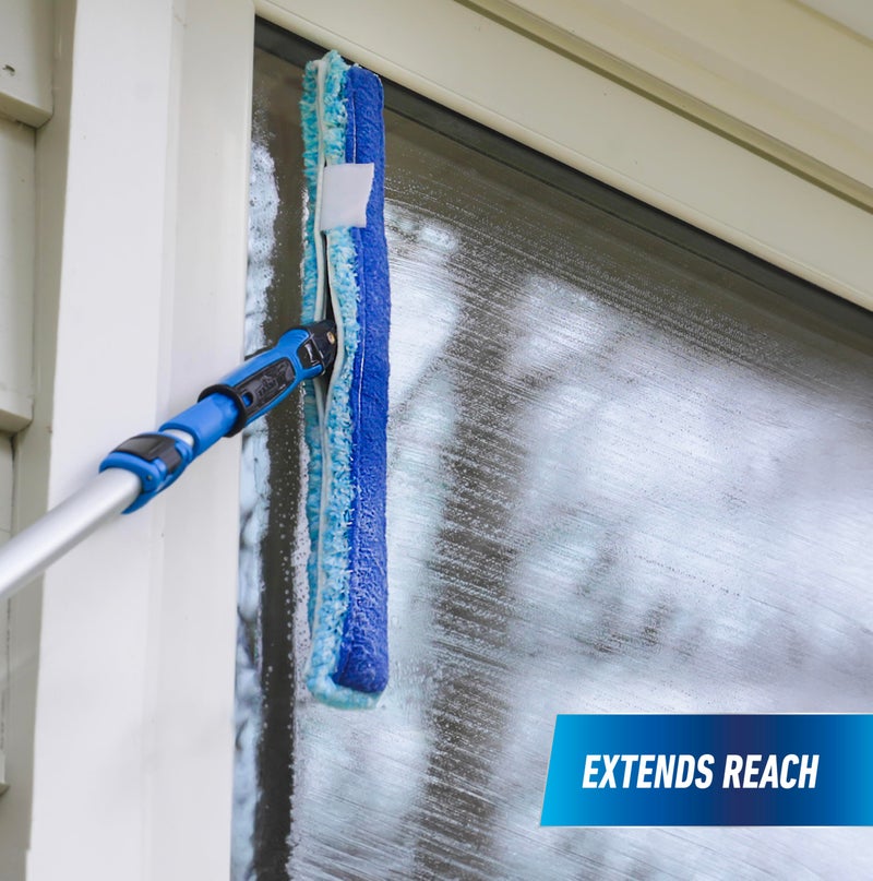 Unger Professional 18” Professional Grip Microfiber Window Scrubber with 8’ Connect & Clean Pole - Window Cleaning Supplies, Household Cleaning Tools, High-Access Window Cleaning Tool - Image 4