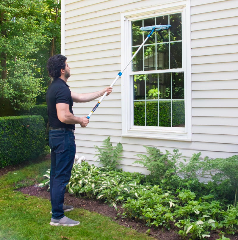 Unger Professional 18” Professional Grip Microfiber Window Scrubber with 8’ Connect & Clean Pole - Window Cleaning Supplies, Household Cleaning Tools, High-Access Window Cleaning Tool - Image 2