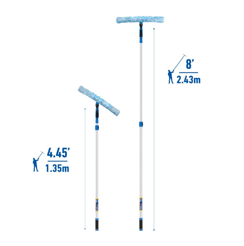 Unger Professional 18” Professional Grip Microfiber Window Scrubber with 8’ Connect & Clean Pole - Window Cleaning Supplies, Household Cleaning Tools, High-Access Window Cleaning Tool - Image 3