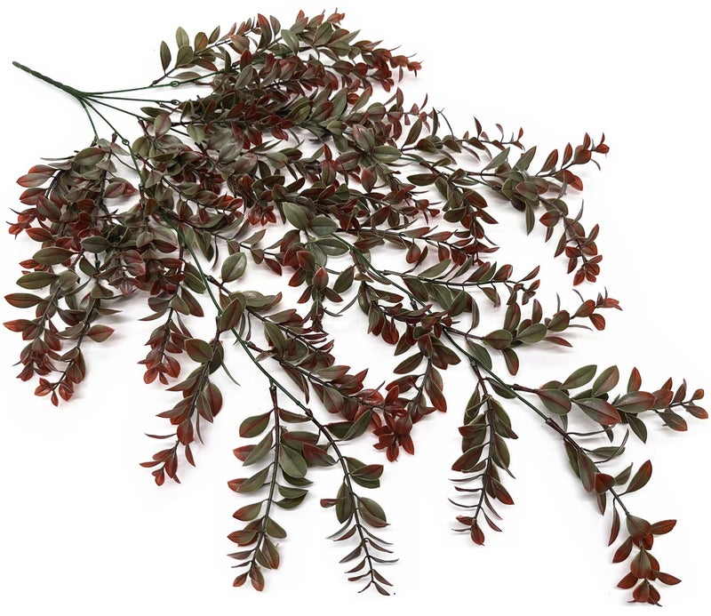 PASYOU Artificial Hanging Ivy  Fake Reddish Brown Leaves Vines Plastic Plants Greenery UV Resistant Plant for Indoor Outdoor Garden Office Bathroom Decor Wedding Party Baskets DIY Decoration Red 2 Pack  - Image 3