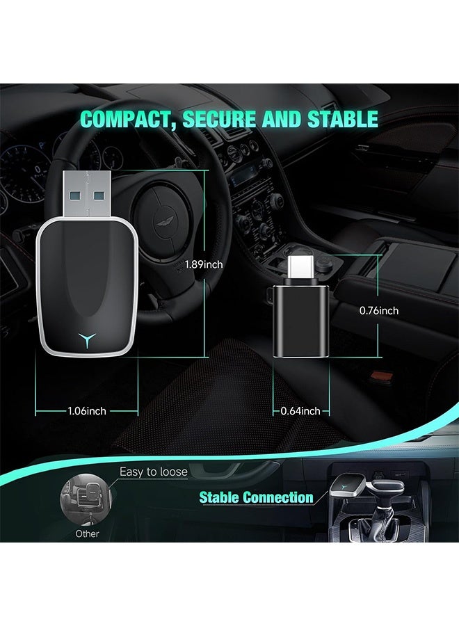 Gecomo Mini Wireless Carplay Adapter, 3 in1 Plug and Play Convert Wired to Wireless Apple CarPlay Adapter, Mini Size with Type-C Interface, Stable Control No Delay - Image 2