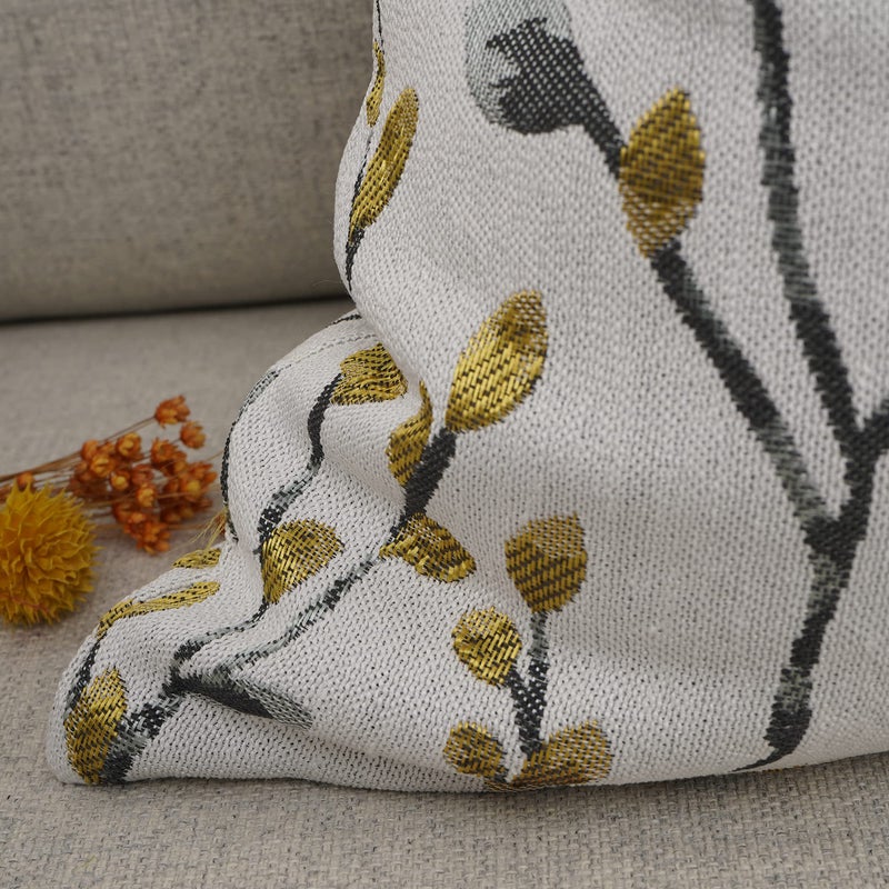 YOUR SMILE Classical Embroidery Jacquard Yellow/Gold Square Decorative Throw Pillow Case Cushion Cover 18x18 inch - Image 5