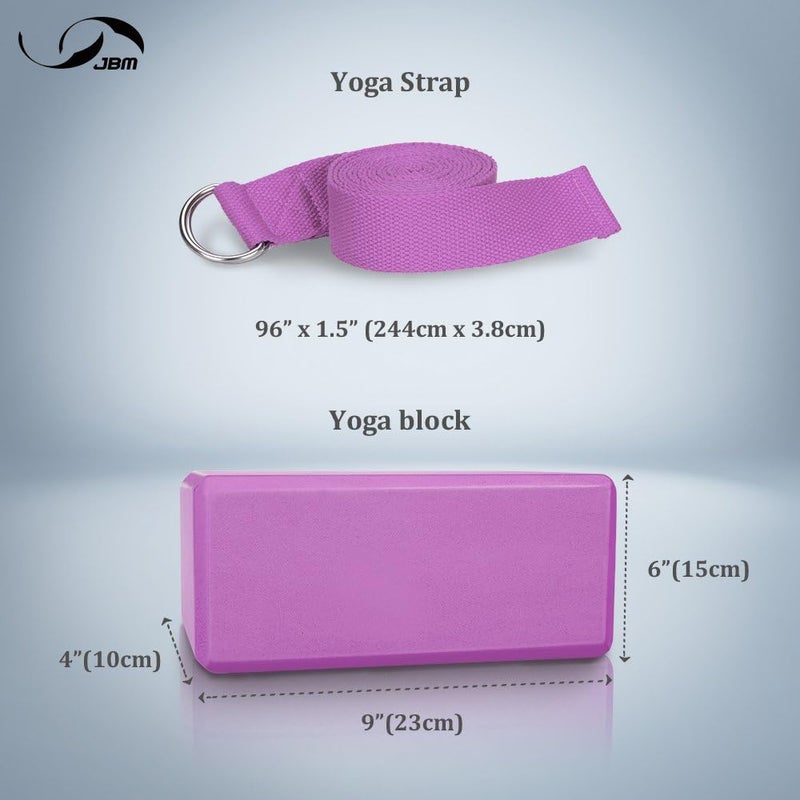 JBM Yoga Blocks 2 Pack with Strap, Cork Block 2 Pack EVA Foam Yoga Bricks Set,Stretch Blocks - Image 5