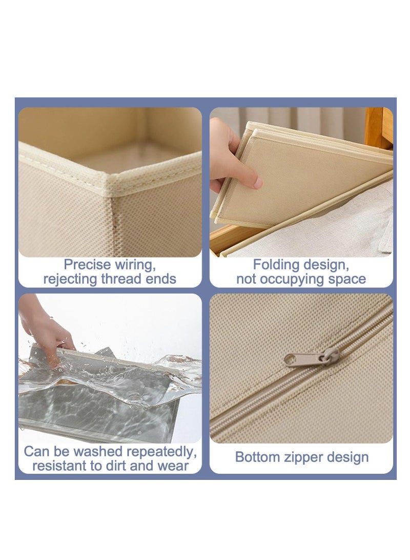 MarlaMall Clothes Drawer Organisers,6-Piece Drawer Dividers, Folding Wardrobe Drawer Divider Clothe for Bedroom Fabric Underwear Organiser,Shirt,Socks,Underwear,Clothes Organiser for Wardrobe（Beige）  - Image 2