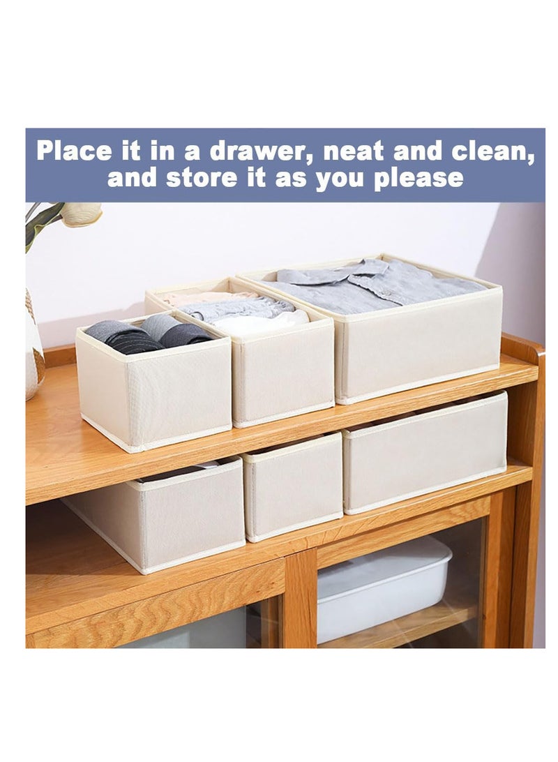 MarlaMall Clothes Drawer Organisers,6-Piece Drawer Dividers, Folding Wardrobe Drawer Divider Clothe for Bedroom Fabric Underwear Organiser,Shirt,Socks,Underwear,Clothes Organiser for Wardrobe（Beige）  - Image 4