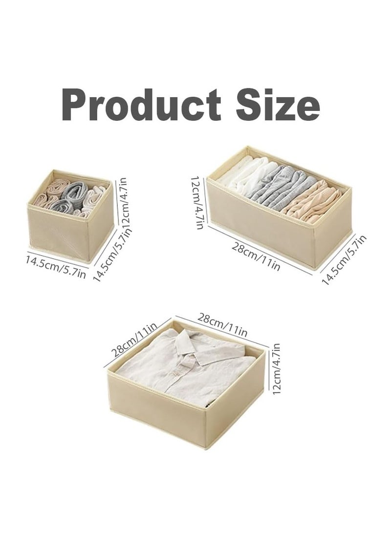 MarlaMall Clothes Drawer Organisers,6-Piece Drawer Dividers, Folding Wardrobe Drawer Divider Clothe for Bedroom Fabric Underwear Organiser,Shirt,Socks,Underwear,Clothes Organiser for Wardrobe（Beige）  - Image 5