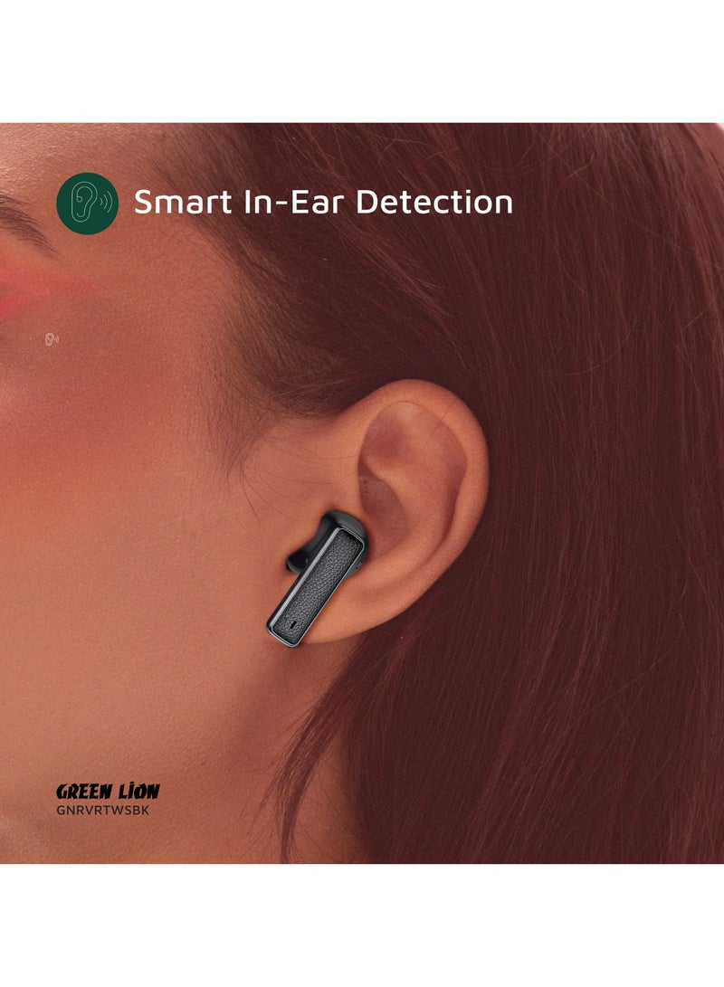 GREEN LION River True Wireless Earbuds ANC + ENC Clarity / Wireless Charging / Smart In-Ear Detection / Hands-Free Headphone / 6-Mic ENC Calls /Truewireless Headphones- Black - Image 5