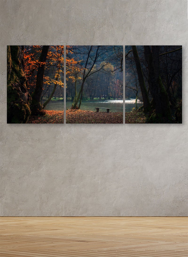 ماركتنا لوحة جدارية فنية لتزين الحائط بتصميم طبيعة، ثلاث قطع ،مقاس120X60سم - Image 1