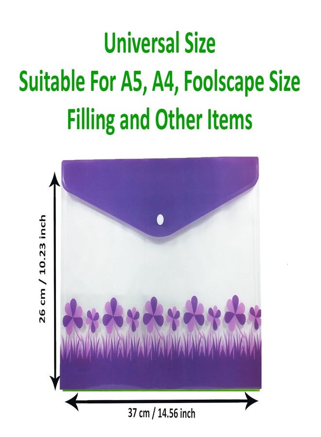 حافظة ملفات أزرار المستندات من شاينينج زون، مقاس A4 FS، حامل مستندات، حافظة شهادات، بلاستيك، حقيبة شفافة، تخزين أظرف (عبوة من 5 قطع، لون بنفسجي) - Image 2