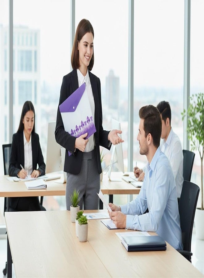 حافظة ملفات أزرار المستندات من شاينينج زون، مقاس A4 FS، حامل مستندات، حافظة شهادات، بلاستيك، حقيبة شفافة، تخزين أظرف (عبوة من 5 قطع، لون بنفسجي) - Image 5