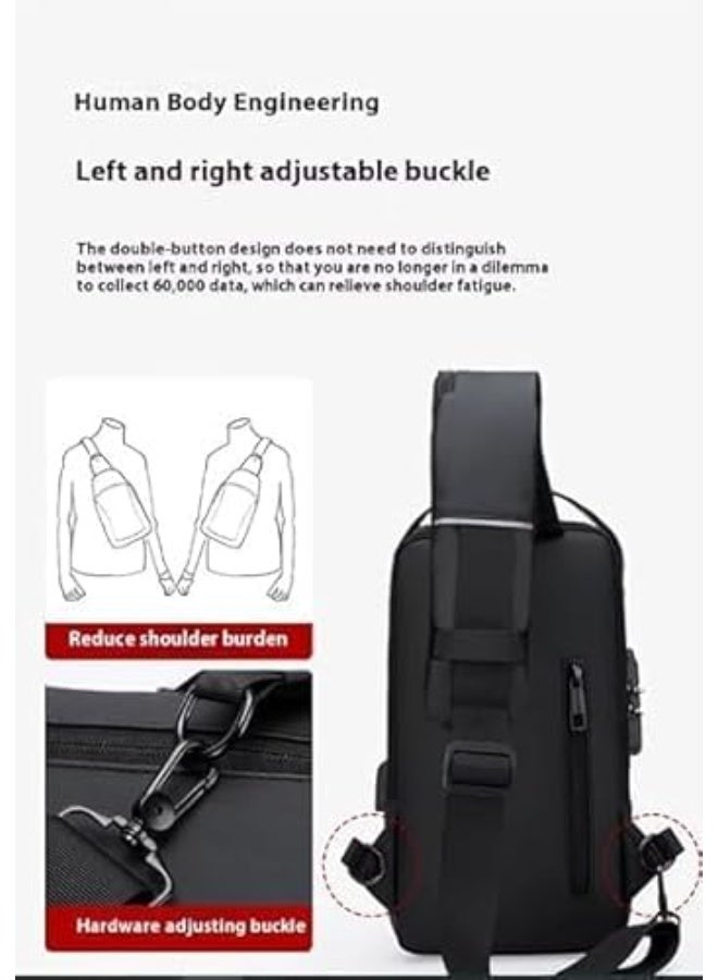 Casual backpack with USB strap, anti-theft and waterproof, for chest and shoulder use. - Image 4