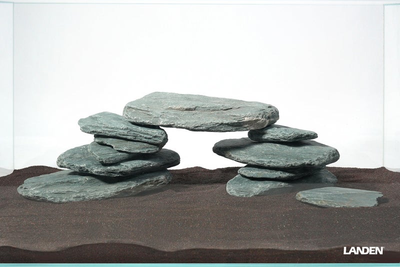 LANDEN River Slate Stone Natural Rocks(18lbs, 3~9 inches,13pcs) for Aquariums, paludariums, Terrariums, Reptile, and Amphibian Enclosures Decorative of Stream's Caves and Caverns - Image 1