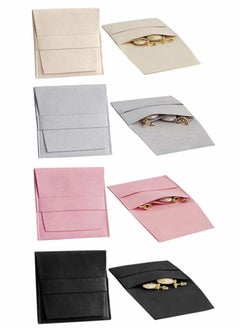 8 Pack Double Pockets Microfiber Jewelry Pouch with Divider Gift Bag Ring Necklace Earring Bracelet Jewelry Storage Bag