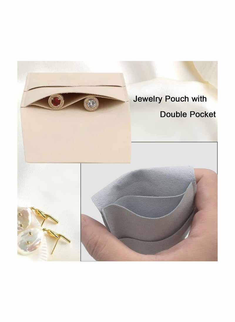 SYOSI - 8 Pack Double Pockets Microfiber Jewelry Pouch with Divider Gift Bag Ring Necklace Earring Bracelet Jewelry Storage Bag - Image 1