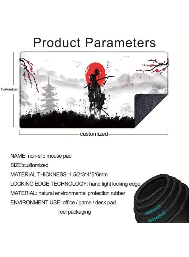 Mouse Pad Japanese Samurai Game Pad HD Printing Oversized Computer Office Keyboard Pad Lock Edge Desk Pad-Color:300*700*3mm-Pattern:ZY-RBWS-C-021 - Image 5