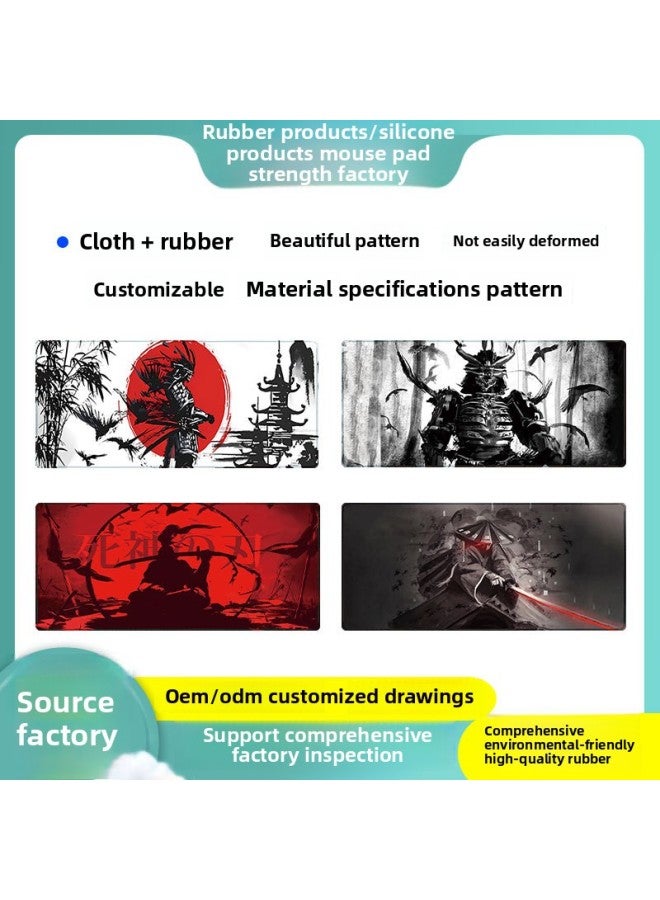Mouse Pad Japanese Samurai Game Pad HD Printing Oversized Computer Office Keyboard Pad Lock Edge Desk Pad-Color:300*700*3mm-Pattern:ZY-RBWS-C-021 - Image 2