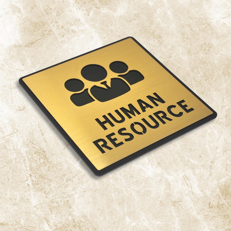 Vertical Root Inc ® Premium Brush Gold Finish Acrylic Human Resource Door Sign Easy to Mount 3M Self-Adhesive Tape Signage for Hotel Office Resort Society Corporate Business - Image 2