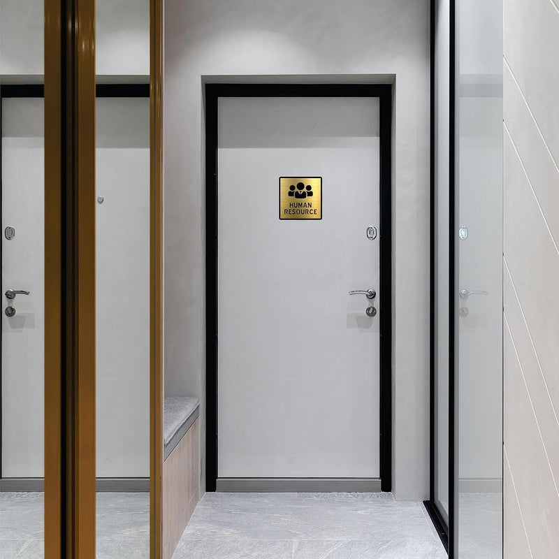Vertical Root Inc ® Premium Brush Gold Finish Acrylic Human Resource Door Sign Easy to Mount 3M Self-Adhesive Tape Signage for Hotel Office Resort Society Corporate Business - Image 3
