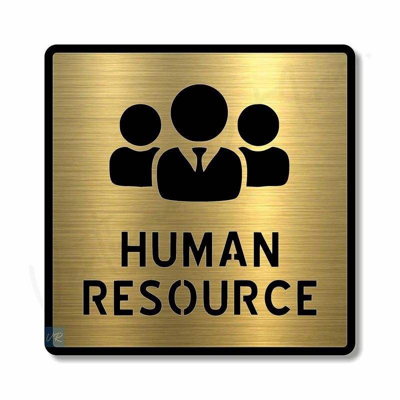 Vertical Root Inc ® Premium Brush Gold Finish Acrylic Human Resource Door Sign Easy to Mount 3M Self-Adhesive Tape Signage for Hotel Office Resort Society Corporate Business - Image 1