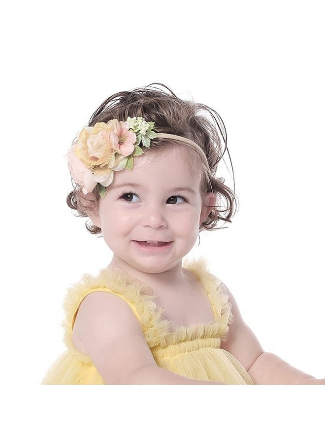 Cinaci 6 Pack Delicate Rose Flower Nylon Headbands Floral Bows Headband Super Stretchy Hair Bands Fancy Headpieces Tiara Crown Accessories Bulk for Baby Girls Newborns Infants Toddlers Kids - Image 3
