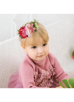 Cinaci Cinaci 6 Pack Delicate Rose Flower Nylon Headbands Floral Bows Headband Super Stretchy Hair Bands Fancy Headpieces Tiara Crown Accessories Bulk for Baby Girls Newborns Infants Toddlers Kids  - Image 5