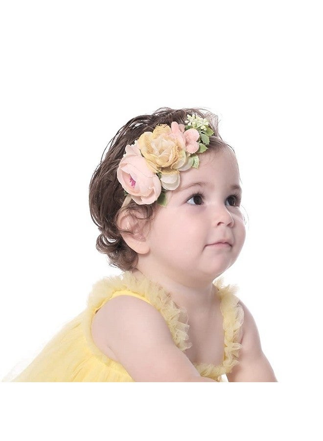 Cinaci 6 Pack Delicate Rose Flower Nylon Headbands Floral Bows Headband Super Stretchy Hair Bands Fancy Headpieces Tiara Crown Accessories Bulk for Baby Girls Newborns Infants Toddlers Kids - Image 4