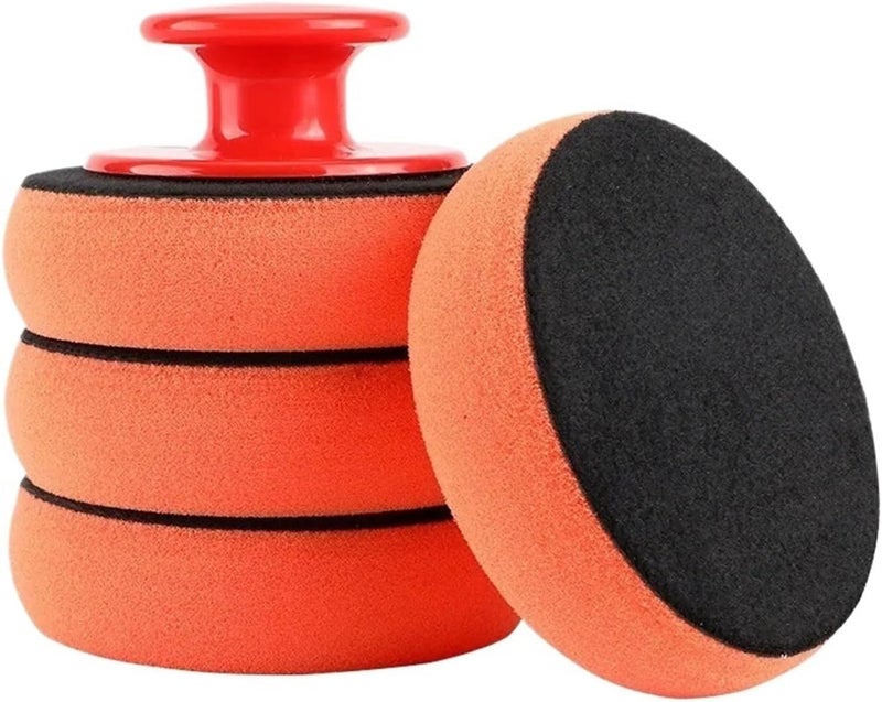Car Wash Wax Polish Pad Polishing Sponge Cleaning Cloth Microfiber Applicator，Compatible for Auto Polisher Waxing(4pcs Spong 1pcs Hand) - Image 1