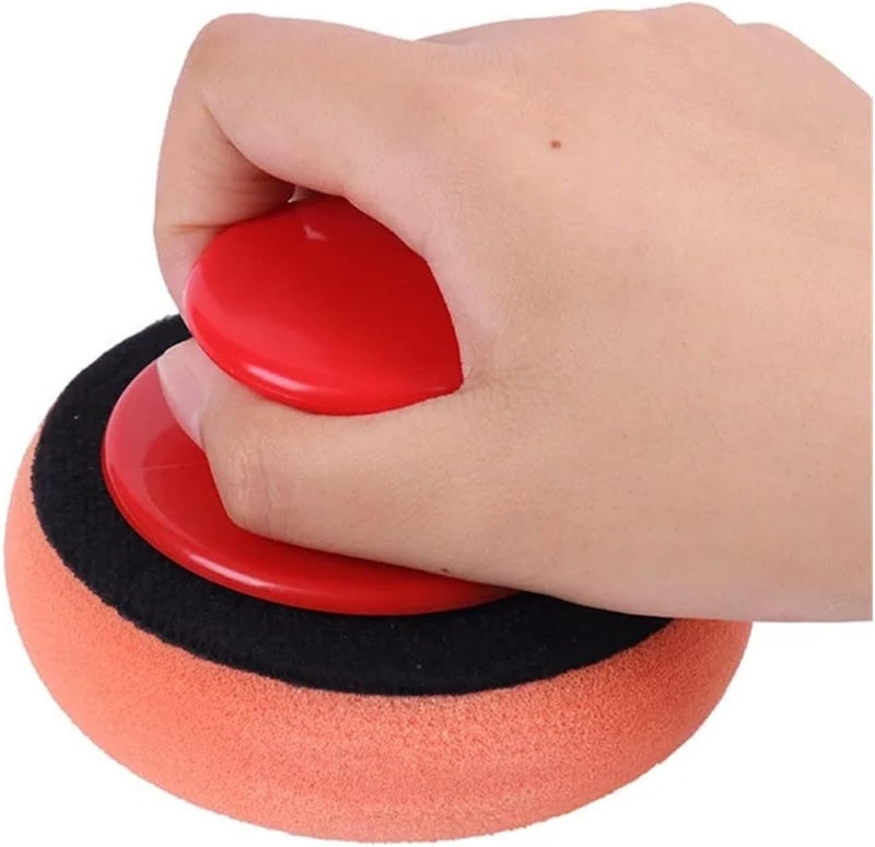 Car Wash Wax Polish Pad Polishing Sponge Cleaning Cloth Microfiber Applicator，Compatible for Auto Polisher Waxing(4pcs Spong 1pcs Hand) - Image 3