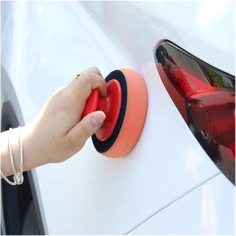Car Wash Wax Polish Pad Polishing Sponge Cleaning Cloth Microfiber Applicator，Compatible for Auto Polisher Waxing(4pcs Spong 1pcs Hand) - Image 4