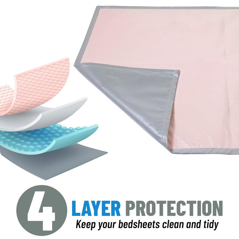 ROMA PUF Oil and Waterproof Reversible Bed Server Food Mat with Laminated 4 Layer Protection Bed Food ProtectorBed Sheet Protector 36x26 in Crush Pink Grey - Image 2
