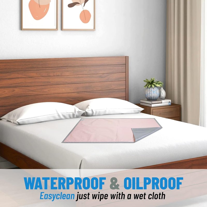ROMA PUF Oil and Waterproof Reversible Bed Server Food Mat with Laminated 4 Layer Protection Bed Food ProtectorBed Sheet Protector 36x26 in Crush Pink Grey - Image 4
