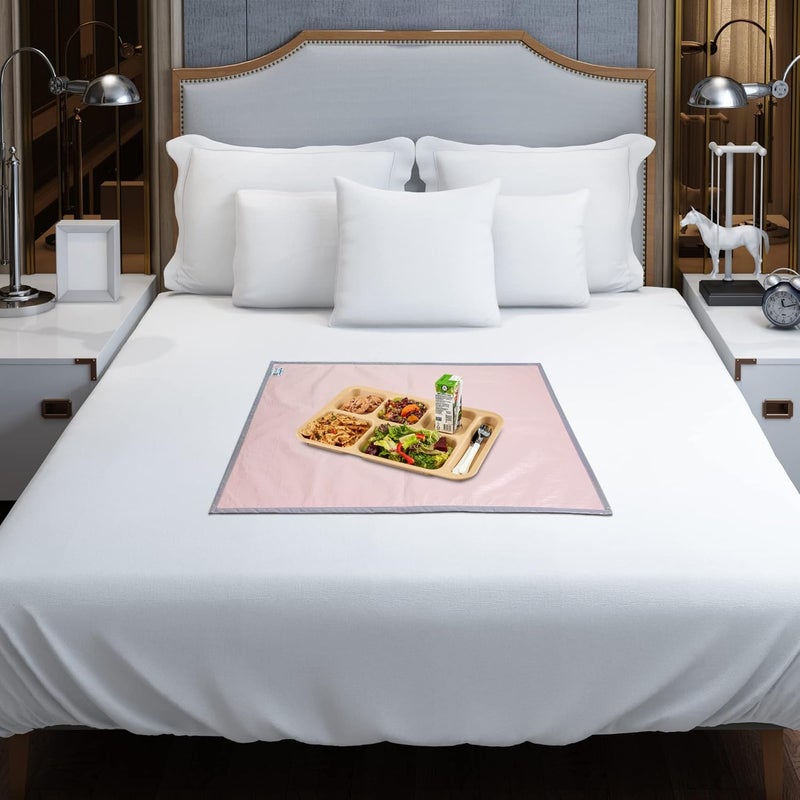 ROMA PUF Oil and Waterproof Reversible Bed Server Food Mat with Laminated 4 Layer Protection Bed Food ProtectorBed Sheet Protector 36x26 in Crush Pink Grey - Image 5
