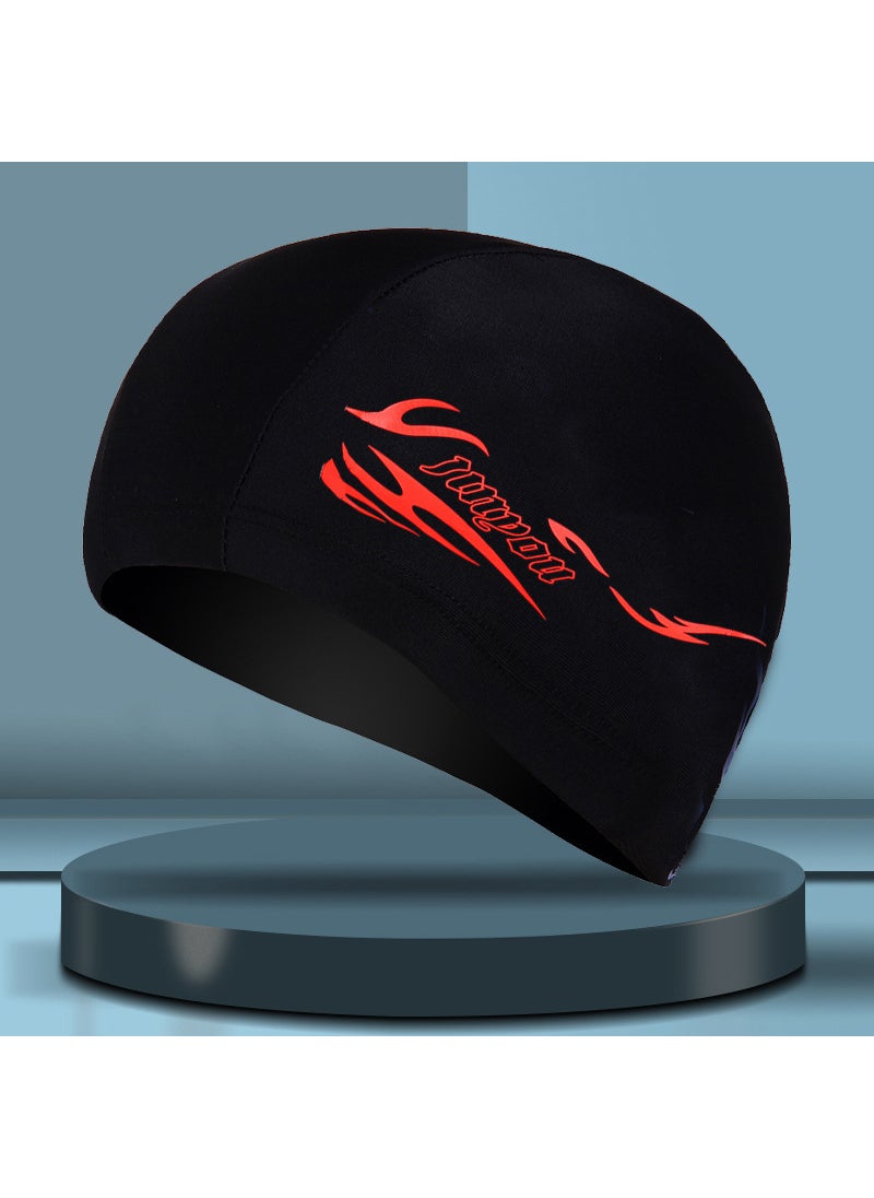 Generic Mens Printed Swim Cap Comfortable Elastic 146 Red Hat 