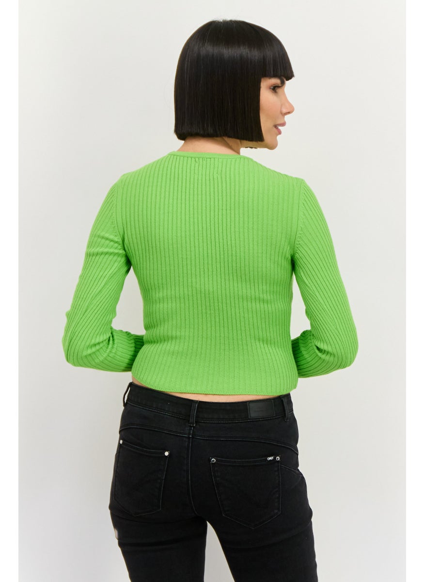 Women Crew Neck Long Sleeve Cut Out Detail Top, Green - pzsku/Z2D3F19305D46DE3D182AZ/45/_/1737642493/f1c39ab0-d30c-40b1-a39e-bb4e7744d745