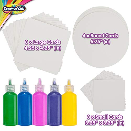 Creative Kids Spin & Paint Refill Pack - 8 x Large Cards - 8 x Small Cards - 4 x Round Cards - 5 Bottles of Colored Paint - Image 4