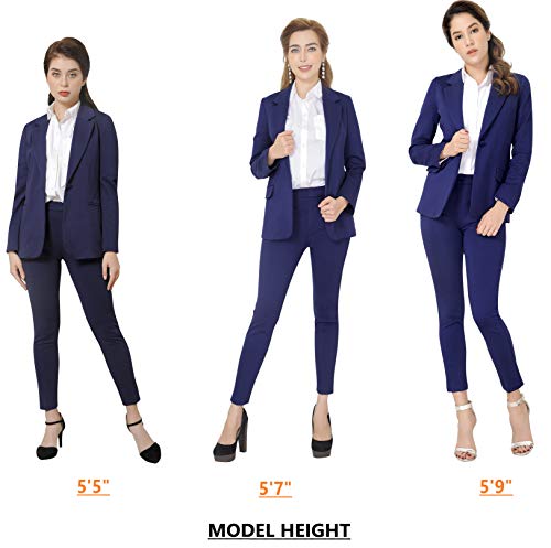 Marycrafts Women’s Two Piece Suits – Business Blazer Pant Suit Set for Work, Professional Outfit, Office Wear, Formal Business Attire 14 Navy - Image 2