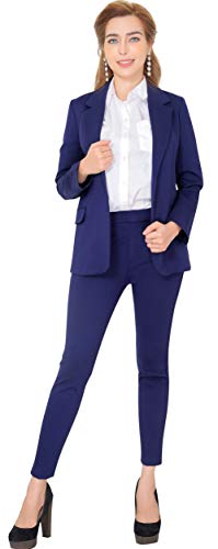 Marycrafts Women’s Two Piece Suits – Business Blazer Pant Suit Set for Work, Professional Outfit, Office Wear, Formal Business Attire 14 Navy - Image 4