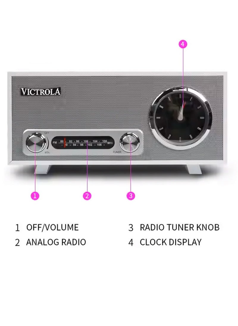 Classic Wooden Radio with Bluetooth Speaker and Digital Clock – Retro Design, High-Quality Sound, Multifunction Audio Device for Home & Office (Black Color)