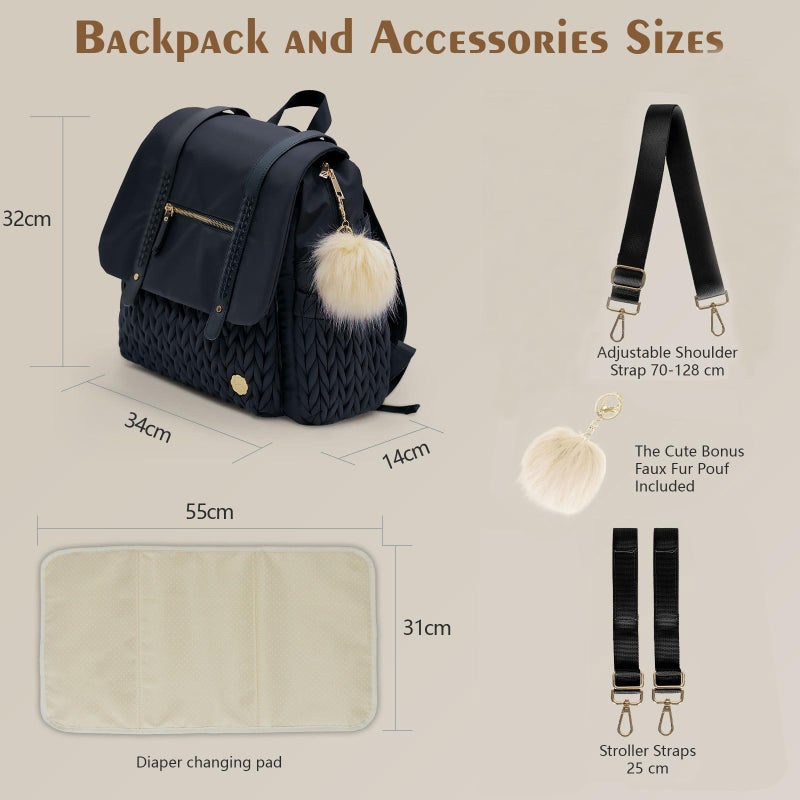 SEWBOO Diaper Bag BackPack Large Capacity Travel Mommy Bag Waterproof and Stylish with Changing Pad Baby Bag for Women and Girls - Image 4