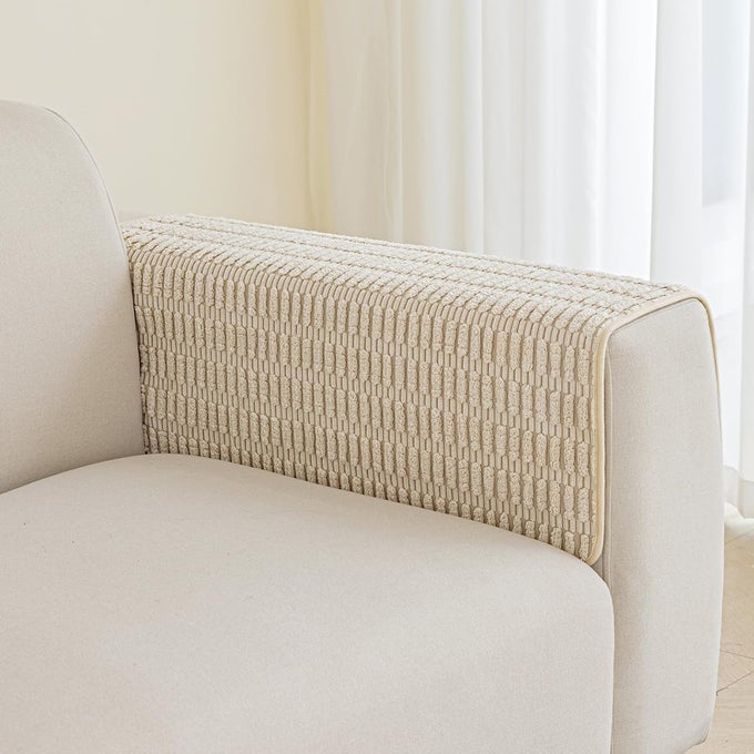 COUCH ARM COVERS CHAIR ARM COVERS NON SLIP SOFA ARM COVERS ARMREST COVERS FOR SOFA FURNITURE COVERS COUCH PROTECTOR SET OF 2PCS 26X26INCH CREAM WHITE