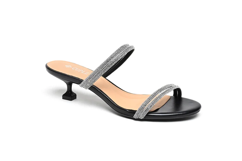 Cuple Embellished double strap heeled sandal
