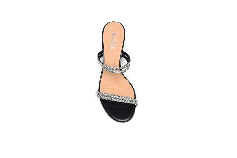 Cuple Embellished double strap heeled sandal