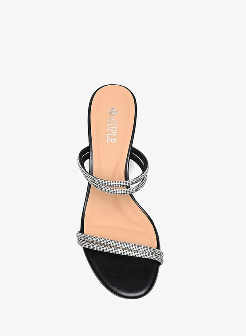 Cuple  Embellished double strap heeled sandal for Women | Best Price UAE