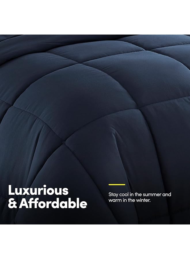 Sweet Home Collection 5 Piece Comforter Set Bag Solid Color All Season Soft Down Alternative Blanket And Luxurious Microfiber Bed Sheets Navy Twin  - Image 4