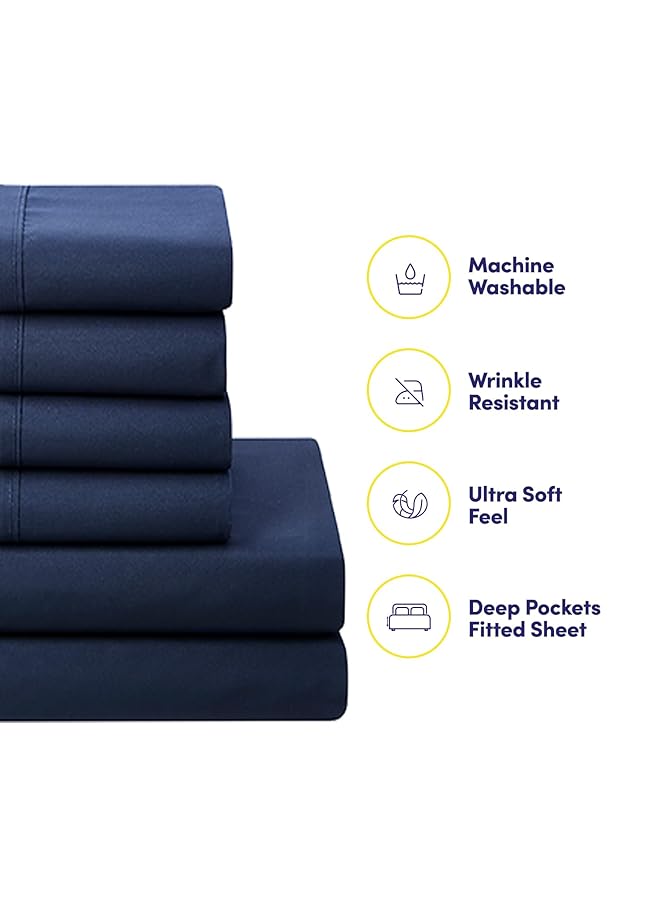 Sweet Home Collection 5 Piece Comforter Set Bag Solid Color All Season Soft Down Alternative Blanket And Luxurious Microfiber Bed Sheets Navy Twin  - Image 3