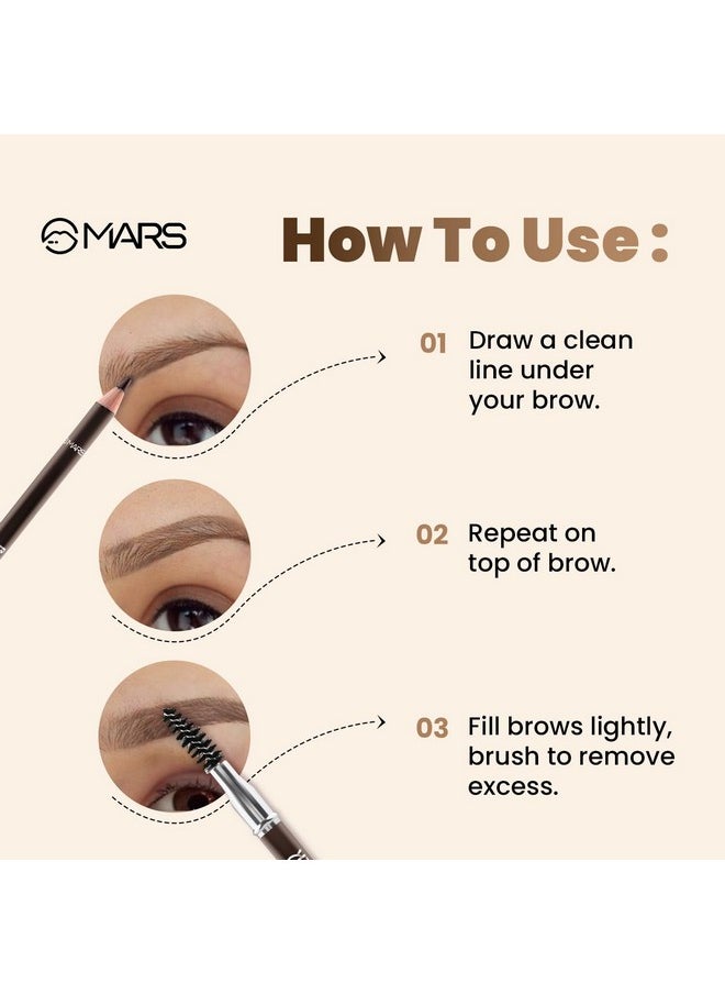 Mars - Brow Better Eyebrow Pencil With Spoolie | Long-Lasting & Smudge Proof | Rich Pigemention | Natural-Looking Results | Easy To Sharpen (1.4 Gm) (Black) - Image 1