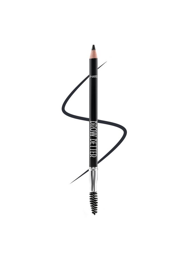 Mars - Brow Better Eyebrow Pencil With Spoolie | Long-Lasting & Smudge Proof | Rich Pigemention | Natural-Looking Results | Easy To Sharpen (1.4 Gm) (Black) - Image 1