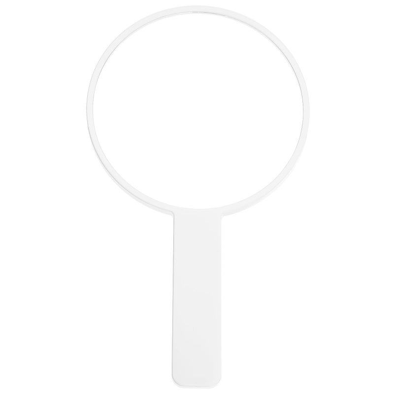 Portable Handheld Round Makeup Mirror with Handle for Travel Home White - Image 2
